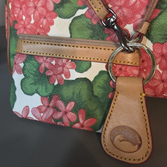 Dooney & Bourke Pink and Green Floral Satchel With Coin Case - Picture 9 of 16